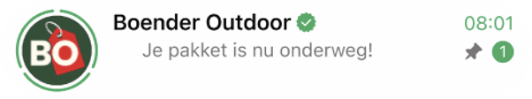 Boender Outdoor WhatsApp automatisering voorbeeld