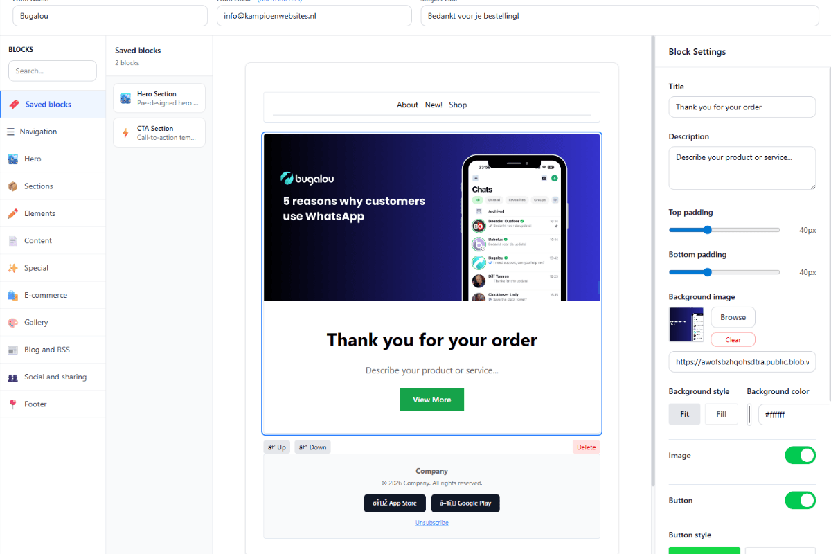 Drag and Drop E-mail Builder